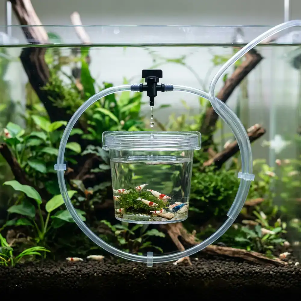 Drip acclimation setup for sensitive shrimp