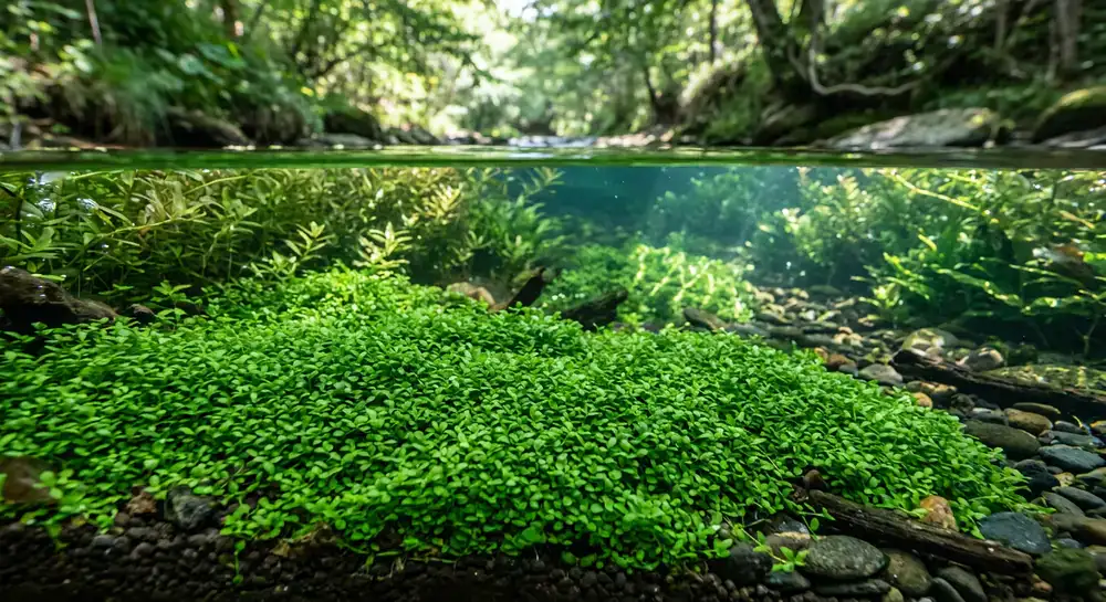 Lush green foreground carpeting aquatic plant
