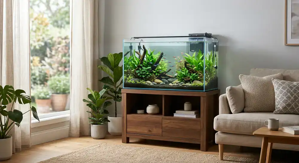 Medium sized aquarium in a living room